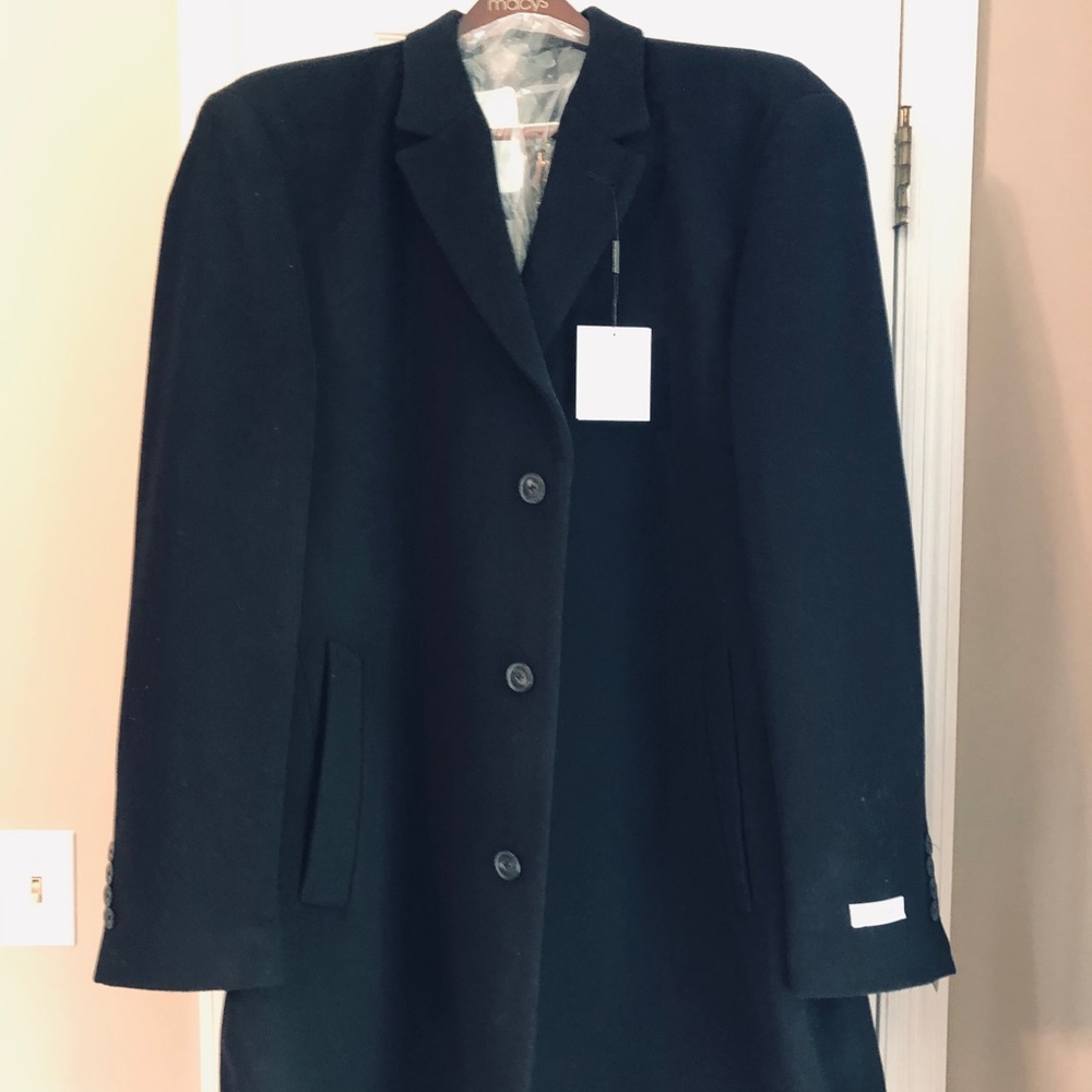 NWT Men’s Calvin Klein Dress Coat Black 52R WOW! - Picture 2 of 8